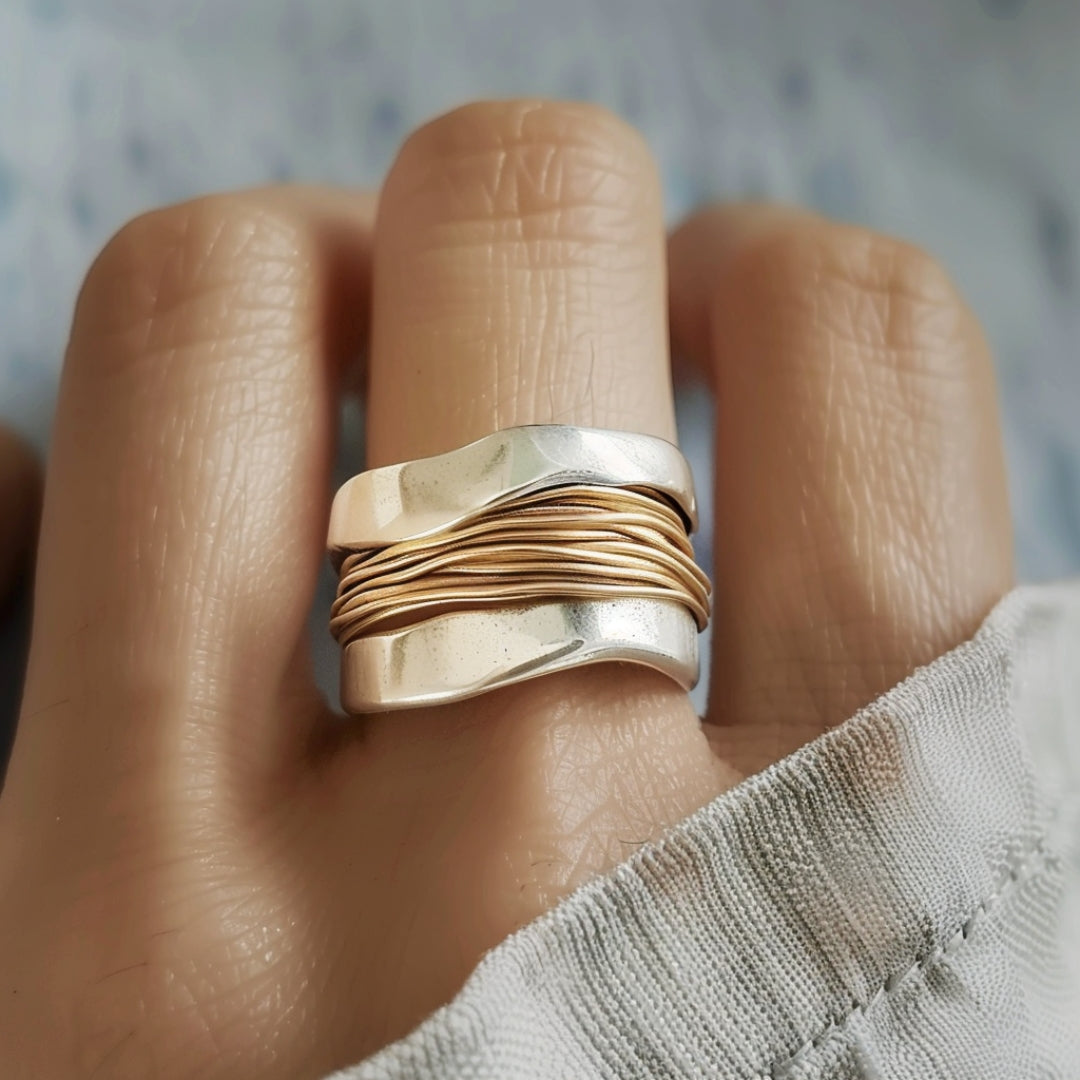 Ring in silver-plated gold wire