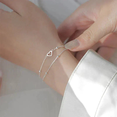 Justerbar Sølv Hjerte Armbånd