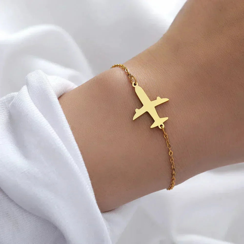 Gylden Flyvemaskine Armbånd
