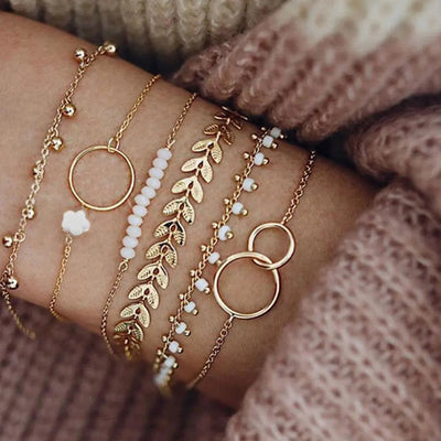 Boho Armbånd i Guld Pakke