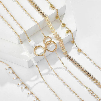 Boho Armbånd i Guld Pakke
