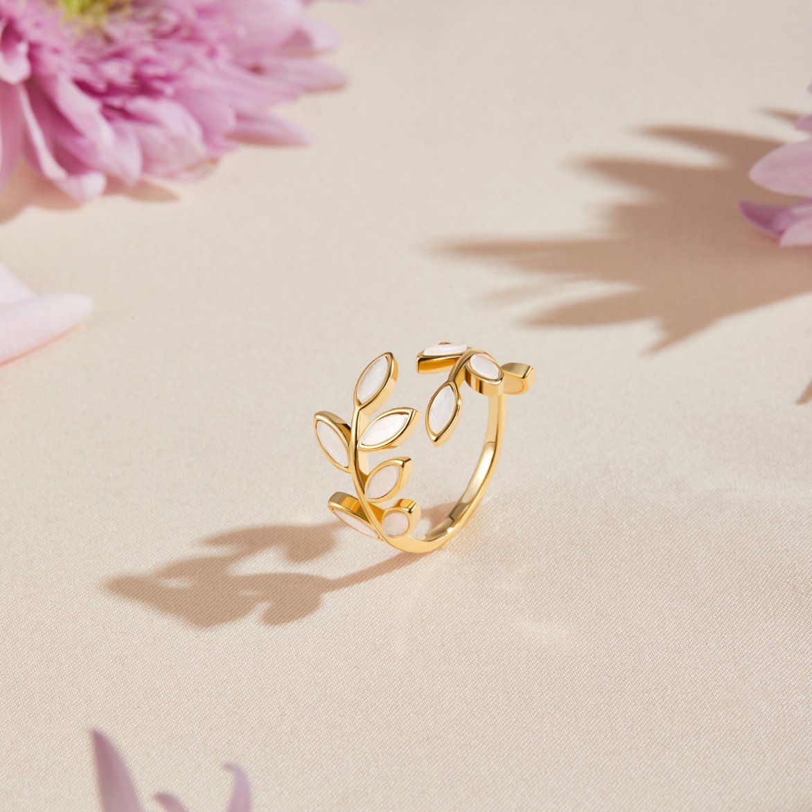 Gold-Plated Leaf Ring